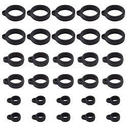 30Pcs 3 Style Silicone Pendant, for Electronic Stylus & Lighter Making, Ring, Black, 16~29x12~24.5x6~7mm, Hole: 2.5~3mm, Inner diameter: 8~20.5mm, 10pcs/style(SIL-GF0001-19)