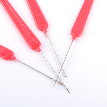 Iron Crochet Hooks with Plastic Handle Covered, Crimson, 144~146x12x3.5mm, Pin: 1mm, about 50pcs/bag
