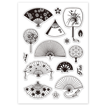 PVC Plastic Stamps, for DIY Scrapbooking, Photo Album Decorative, Cards Making, Stamp Sheets, Fan Pattern, 16x11x0.3cm