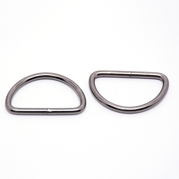 Iron D Rings, Buckle Clasps, For Webbing, Strapping Bags, Garment Accessories, Gunmetal, 30x46x3.8mm