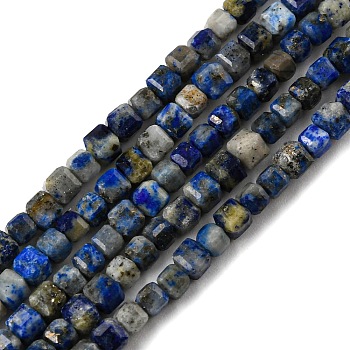 Natural Lapis Lazuli Beads Strands, Faceted, Cube, 2.7~3x2.7~3x2.7~3mm, Hole: 0.6mm, about 141~145pcs/strand, 14.69~15.04 inch(37.3~38.2cm)