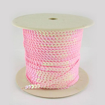 Paillette/Sequins Roll, Pink, AB Color,6mm in diameter, 100 yards/roll
