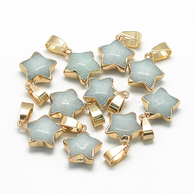 Golden LightSteelBlue Star White Jade Pendants