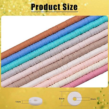 10 Stränge 10 Farben flache runde handgemachte Polymer Clay Perlen(CLAY-SZ0002-04A)-2