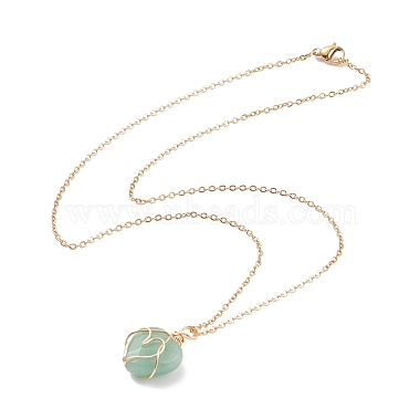 Gemstone Heart Pendant Necklaces(NJEW-JN03896)-4