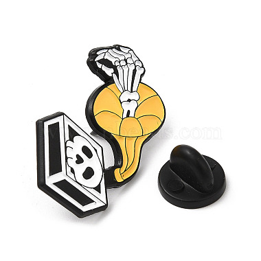 Punk Style Skull & Phonograph Record Enamel Pins(JEWB-M031-01D)-3