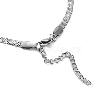 304 Stainless Steel Herringbone Chain Necklaces(NJEW-P282-01P)-4
