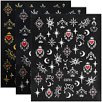 12 Sheets 6 Colors PET Nail Art Stickers Decals, Self Adhesive, for Nail Tips Decorations, Heart & Star & Moon Pattern, Mixed Color, 10x8x0.02cm, 2 sheets/color(MRMJ-SP0001-10)