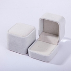 Square Velvet Ring Jewelry Boxes, Finger Ring Storage Gift Case for Wedding Engagement, WhiteSmoke, 5x4.5x4cm(PAAG-PW0012-39A)