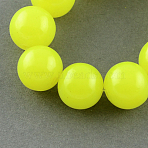 Imitation Jade Glass Beads Strands, Spray Painted, Round, Green Yellow, 4mm, Hole: 1.1~1.3mm, about 200pcs/strand, 31.4 inch(X-DGLA-S076-4mm-09)