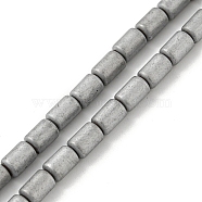 Electroplated Synthetic Non-magnetic Hematite Beads Strands, Frosted, Column, Platinum Plated, 3.7~3.8x5.8~5.9mm, Hole: 0.8mm, about 65pcs/strand, 15.75''(40cm)(G-Z032-I02-10A)