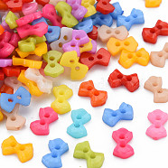 2-Hole Plastic Buttons, Bowknot, Mixed Color, 6x9x2mm, Hole: 1.5mm(BUTT-N018-028)