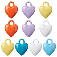 Spray Painted Alloy Charms, Cadmium Free & Lead Free, Heart, Mixed Color, 14.5x11x4mm, Hole: 3mm(PALLOY-YW0001-64)