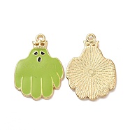 Halloween Theme Rack Plating Alloy Enamel Pendants, Ghost Charms, Light Gold, 31x22x1.7mm, Hole: 2mm(PALLOY-O109-54LG)