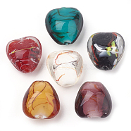 Handmade Lampwork Beads, Heart, Mixed Color, 23~24x23x16mm, Hole: 1.5~2mm(X-LAMP-S188-07)