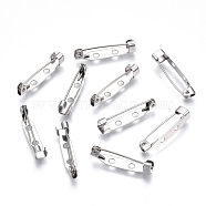 201 Stainless Steel Brooch Pin Back Safety Catch Bar Pins, with 2 Holes, Stainless Steel Color, 25x5.5x6mm, Hole: 2mm, pin: 0.5mm(STAS-S117-021C)