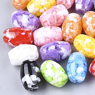 Resin Beads, Imitation Gemstone Chips Style, Oval, Mixed Color, 15~15.5x11mm, Hole: 1.8mm(RESI-T024-31A)