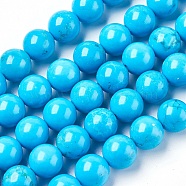 Natural Magnesite Beads Strands, Round, Dyed & Heated, 8~8.5mm, Hole: 1mm, about 49pcs/strand, 15.7 inch(40cm)(TURQ-P027-28A-8mm)