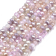 Electroplate Glass Beads Strands, AB Color Plated, Faceted, Rondelle, Pink, 2mm, Hole: 0.7mm, about 188~198pcs/Strand, 12.60 inch~13.11 inch(32~33.3cm)(EGLA-S192-001B-B02)