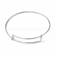 Adjustable 304 Stainless Steel Wire Bangle Making, Stainless Steel Color, Inner Diameter: 2-1/2 inch(6.5cm)(MAK-F286-03P)