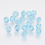 Imitation Austrian Crystal Beads, Grade AAA, Faceted, Bicone, Cyan, 6x6mm, Hole: 0.7~0.9mm(SWAR-F022-6x6mm-202)