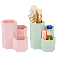 2Pcs 2 Colors Multi-Purpose Plastic Pen Holders, Make-up Brush Holder, for Stationery, Cosmetics, Lipstick Storage, Hexagon, Mixed Color, 110x107x118mm, Inner Diameter: 52~53x58~60mm, 1pc/color(AJEW-CP0005-20)