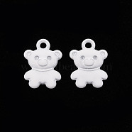 Spray Painted Alloy Charms, Cadmium Free & Lead Free, Bear, White, 14x10x2mm, Hole: 1.6mm(PALLOY-Q433-034J-RS)