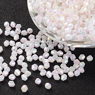 Bicone AB Color Plated Eco-Friendly Transparent Acrylic Beads, White, 4x4mm, Hole: 1mm, about 16600pcs/500g(TACR-A003-4mm-78)