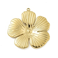 304 Stainless Steel Pendants, Flower Charm, Real 14K Gold Plated, 30x2mm, Hole: 1.4mm(STAS-L022-414G)