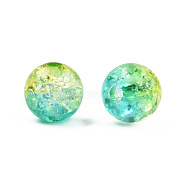 Transparent Crackle Acrylic Beads, Round, Yellow Green, 8x7.5mm, Hole: 1.8mm, about 1700pc/500g(CACR-N002-06A)