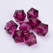 Transparent Acrylic Beads, Faceted, Cube, Purple, 10x10x8mm, Hole: 1.5mm, about 900pcs/500g(TACR-Q259-10mm-V65)