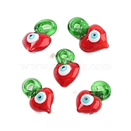 Glass with Enamel Pendants, Carrot with Evil Eye, FireBrick, 19x12x9mm, Hole: 2mm(GLAA-M047-02)