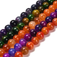 Natural Agate Beads Strands, Round, Dyed & Heated, Mixed Color, 10~10.5mm, Hole: 1.4mm, about 38pcs/strand, 15.08~15.20''(38.3~38.6cm)(G-B079-A04-03)