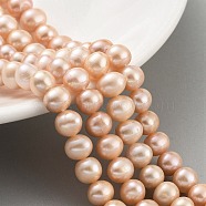 Natural Cultured Freshwater Pearl Beads Strands, Potato, Coral, 7~8mm, Hole: 0.6mm, about 26pcs/strand, 6.69 inch(17cm)(PEAR-C003-18B)