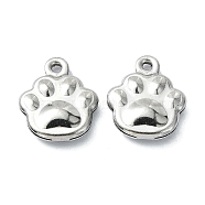 304 Stainless Steel Charms, Paw Print Charms, Stainless Steel Color, 12x10x3mm, Hole: 1mm(STAS-L024-013P)