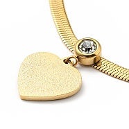 Crystal Rhinestone Heart Pendant Necklace with Herringbone Chains, Vacuum Plating 304 Stainless Steel Jewelry for Women, Golden, 15.83 inch(40.2cm)(NJEW-I116-04G)