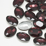 Pointed Back Glass Rhinestone Cabochons, Back Plated, Faceted, Oval, Burgundy, 8x6x3mm(RGLA-T080-6x8mm-18)