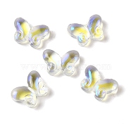 UV Plating Transparent Glass Beads, Butterfly, Clear, 10x14.5x5.5mm, Hole: 1.2mm(GLAA-G115-03A)