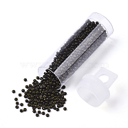 Czech Glass Beads, Round Glass Seed Beads, Baking Paint Style, Dark Slate Gray, 11/0, 2x1.2mm, Hole: 0.7mm, about 10g/bottle(SEED-R047-A-59943)