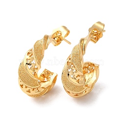 Rack Plating Brass Hollow Croissant Stud Earrings, Long-Lasting Plated, Golden, 27.5x23x9mm(EJEW-R151-07G)