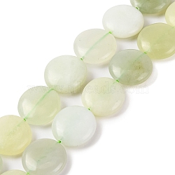 Natural New Jade Beads Strands, Flat Round, 14~15x5~5.5mm, Hole: 1mm, about 27pcs/strand, 15.83''~15.91''(40.2~40.4cm)(G-NH0018-D01-01)