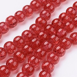 Crackle Glass Beads Strands, Round, Red, 10mm, Hole: 1.3~1.6mm, about 80pcs/strand, 31.4 inch(X-CCG-Q001-10mm-13)