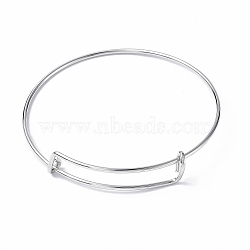 Adjustable 304 Stainless Steel Wire Bangle Making, Stainless Steel Color, Inner Diameter: 2-1/2 inch(6.5cm)(MAK-F286-03P)