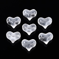 Transparent Glass Beads, Heart, Clear, 14x17x9mm, Hole: 1.4mm, about 460pcs/1000g(GLAA-T025-28L)
