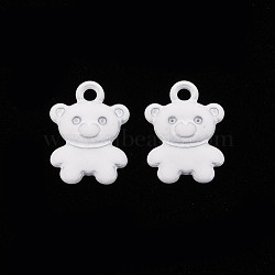 Spray Painted Alloy Charms, Cadmium Free & Lead Free, Bear, White, 14x10x2mm, Hole: 1.6mm(PALLOY-Q433-034J-RS)