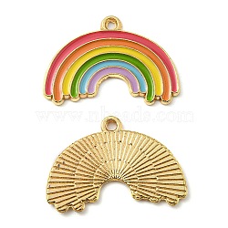 Zinc Alloy Enamel Pendants, Golden, Rainbow, 18.5x27x1mm, Hole: 1.6mm(ENAM-I055-01A)