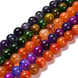 Natural Agate Beads Strands, Round, Dyed & Heated, Mixed Color, 10~10.5mm, Hole: 1.4mm, about 38pcs/strand, 15.08~15.20''(38.3~38.6cm)(G-B079-A04-03)