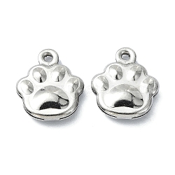 Non-Tarnish 304 Stainless Steel Charms, Paw Print Charms, Stainless Steel Color, 12x10x3mm, Hole: 1mm(STAS-L024-013P)