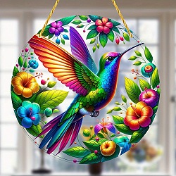 Hummingbird Acrylic Window Hanging Ornaments, Bird Suncatcher Home Window Decoration, Colorful, 150x3mm(PW-WG289DC-01)