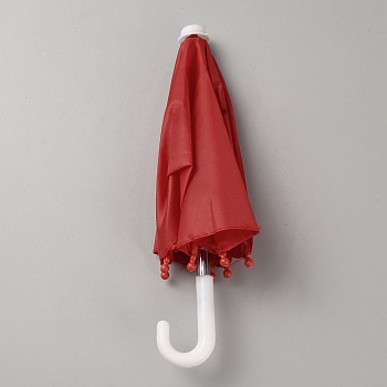 Mini Polyester Doll Umbrella, Stainless Steel & Plastic Umbrella, Doll Making Supplies, for DIY Dolls Accessories, FireBrick, 215x60x19mm